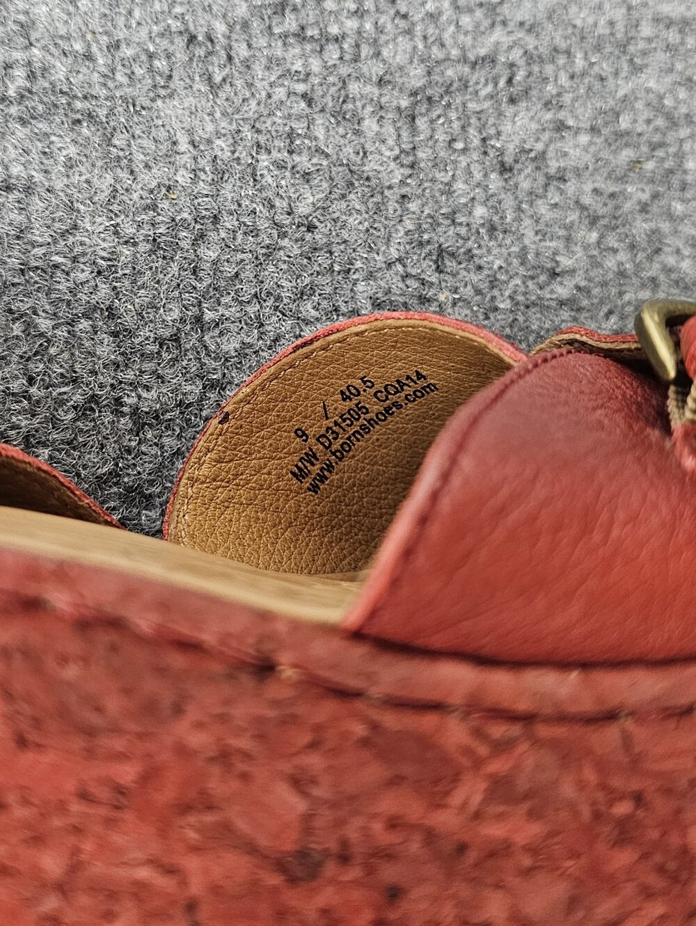 Børn Red Leather Cork Wedge Sandals - Ultimate Summer Comfort! - Picture 4 of 7